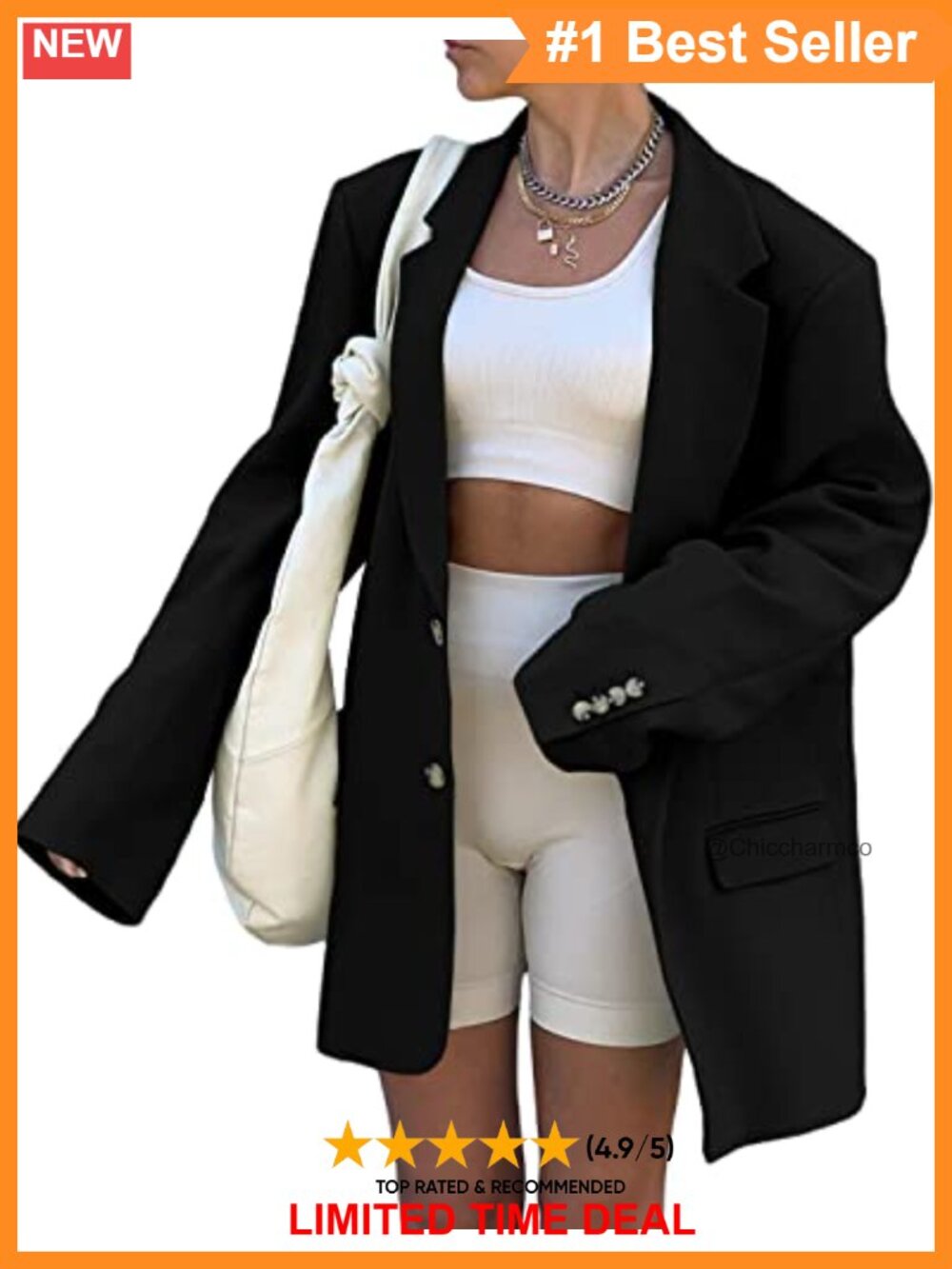 Women Oversized Blazer Long Sleeve Open Front Casual Lapel Jacket